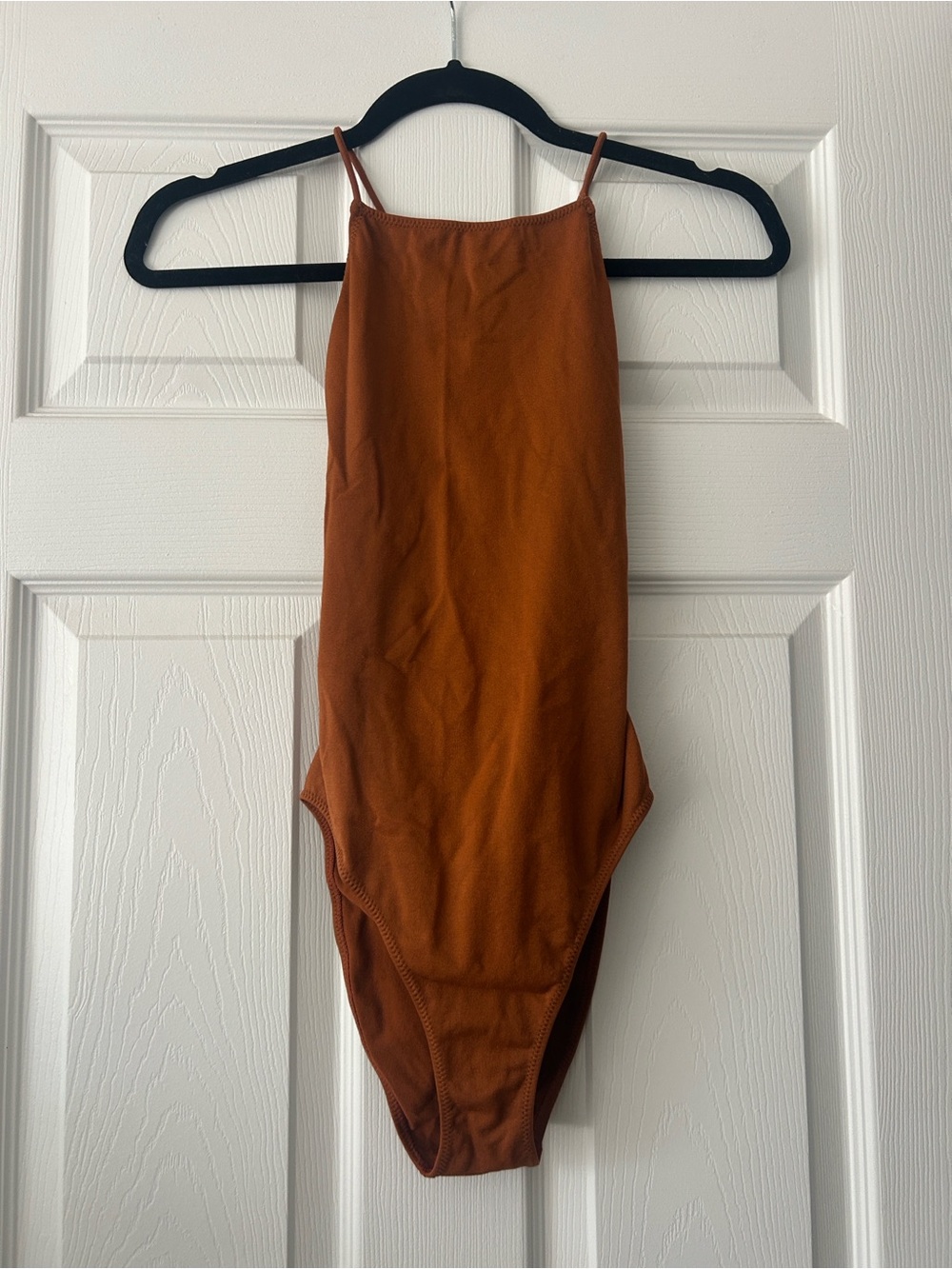 Rust Brown High-Cut One-Piece Swimsuit